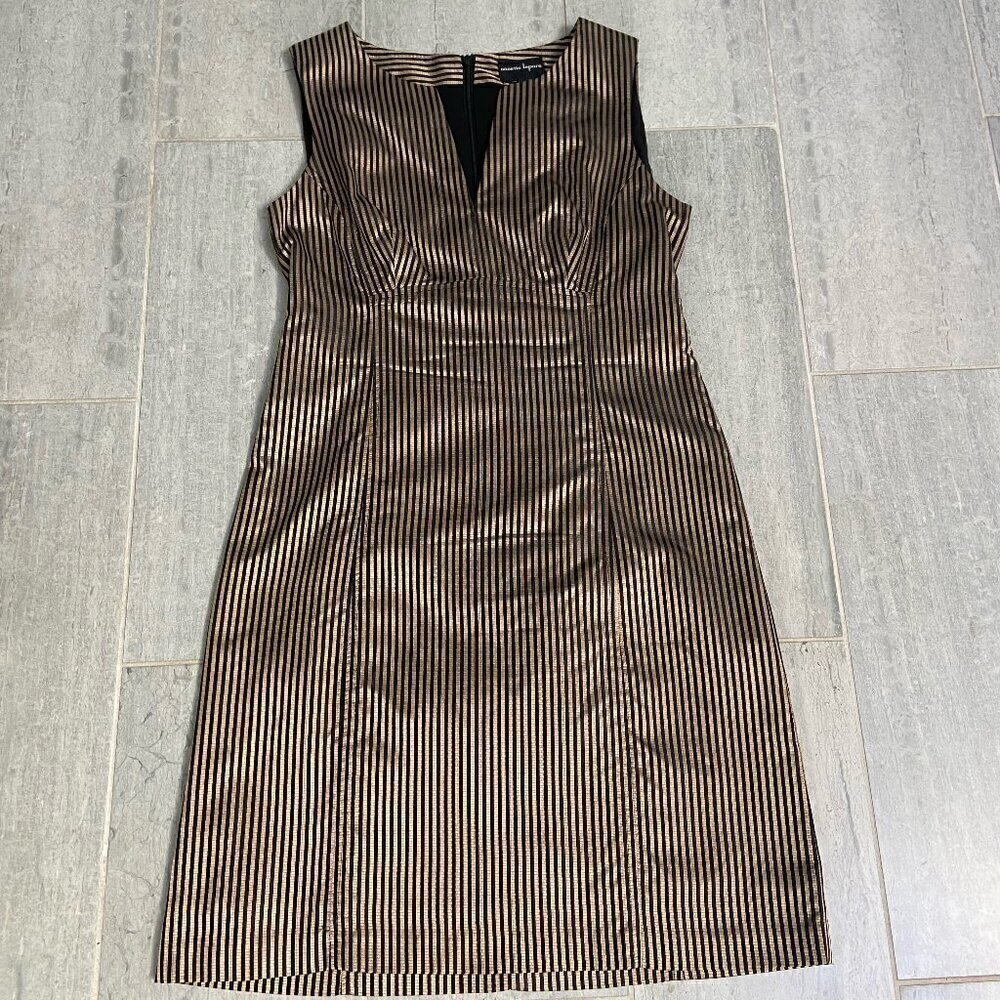 Nanette Lepore Striped Sheath Mini Dress Black & Gold Size 2